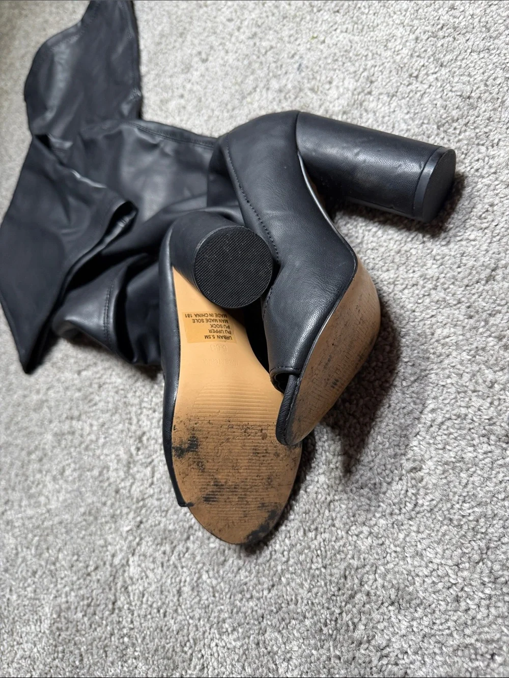 Steve Madden Black Over-the-Knee Peep-Toe Block Heel Boots